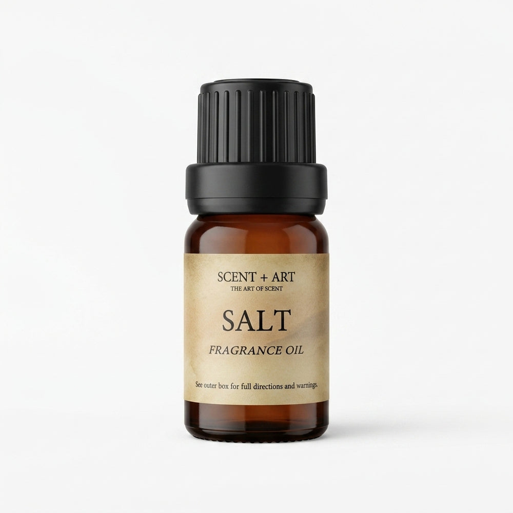 Salt fragrance oil in a 10ml amber glass bottle, fresh ocean perfume oil for making your own perfume, SCENT + ART