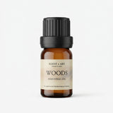 Woods fragrance oil in a 10ml amber glass bottle, warm woody perfume oil for making your own perfume, SCENT + ART