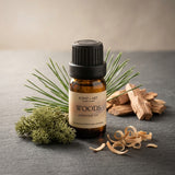 Woods fragrance oil in a 10ml amber glass bottle, warm woody perfume oil for making your own perfume, SCENT + ART